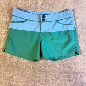 Patagonia Women’s Swim Shorts Size 4 Blue Green Board Shorts Quick Dry Beachwear